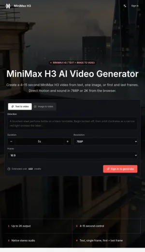 Try MiniMax H3 AI Video Generator screenshot