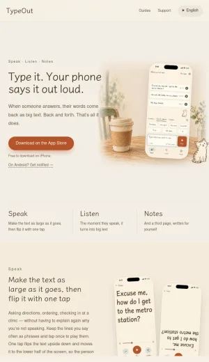 TypeOut AAC Text to Speech App for iPhone screenshot