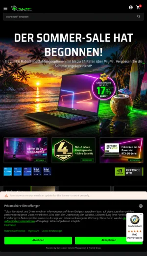 Tulpar Notebook Gaming Laptops and High Performance Notebooks screenshot