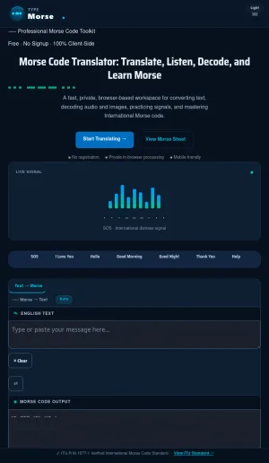 TypeMorse Morse Code Translator and Practice Tools screenshot