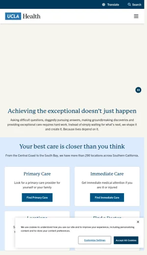 UCLA Health System for Hospitals, Clinics, and Specialty Care screenshot