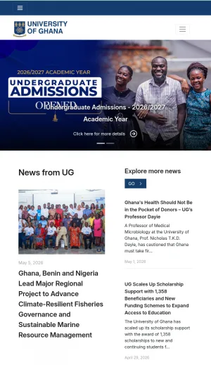 University of Ghana Admissions, Student Portal, and Research screenshot