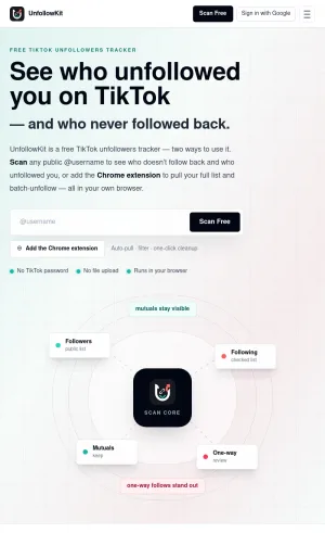 UnfollowKit TikTok Unfollower Tracker and Follow Cleanup Tool screenshot