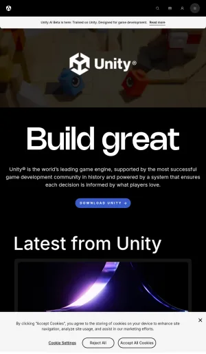 Unity Game Engine and Real-Time 3D Development Platform screenshot