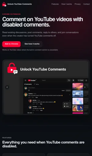 YouTube Comment Extension for Disabled Comment Threads screenshot