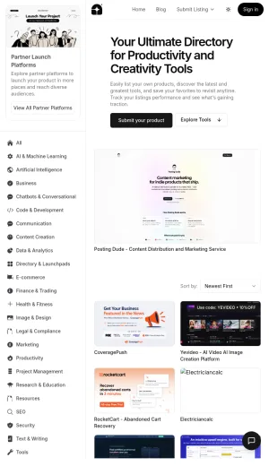 Uno Directory for Curated Tools and SaaS Resources screenshot