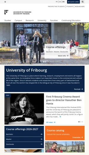 University of Fribourg Bilingual Swiss University screenshot