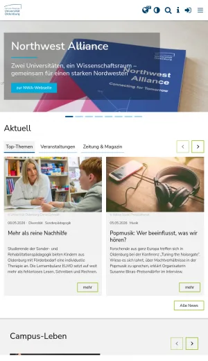 Carl von Ossietzky University of Oldenburg screenshot
