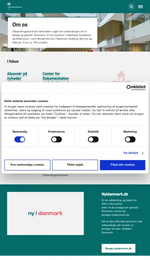 Danish Immigration Service screenshot