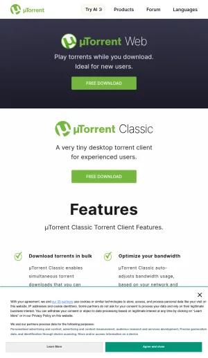 uTorrent BitTorrent Client for Torrent Downloads screenshot