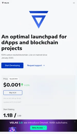 Velas Blockchain and Developer Ecosystem screenshot