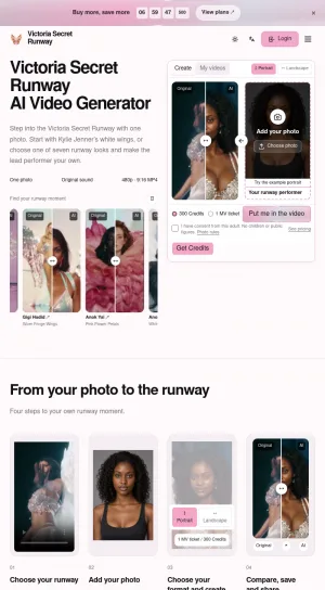 Victoria Secret Runway AI Video Generator screenshot