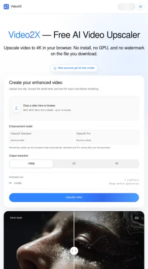 Video2X AI Video Upscaler and Enhancement Tool screenshot
