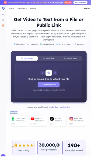 AI Video and Audio Transcription Tool screenshot