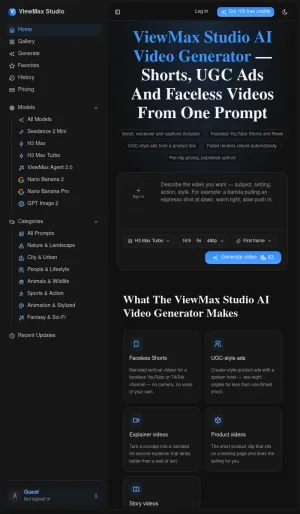 ViewMax Studio AI Video Generator for Short-Form Marketing screenshot