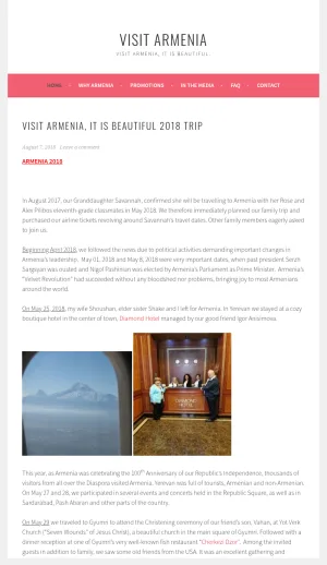 Visit Armenia Travel Blog screenshot