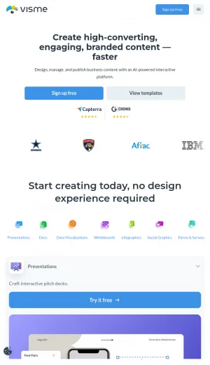 Visme AI Design Platform for Presentations and Visual Content screenshot