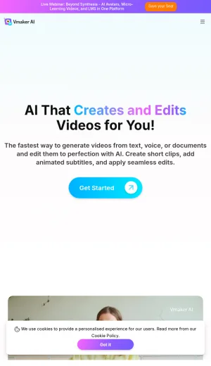 Vmaker AI Video Creation and Editing Platform screenshot