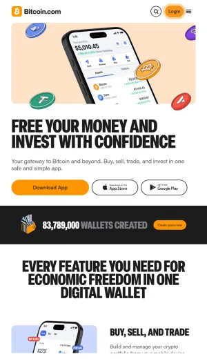 Bitcoin.com Wallet Mobile Cryptocurrency App screenshot