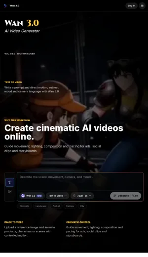 Wan 3.0 AI Video Generator Studio screenshot