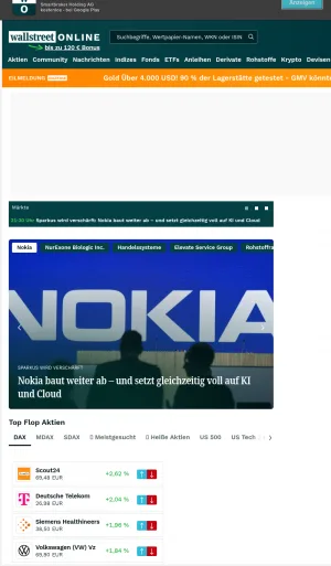 WallstreetOnline Financial News and Investing Community screenshot