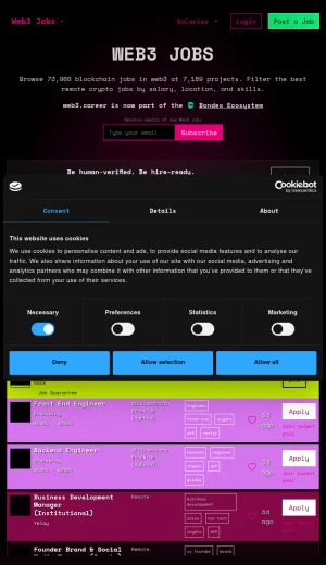Web3 Career Job Board for Blockchain and Crypto Roles screenshot