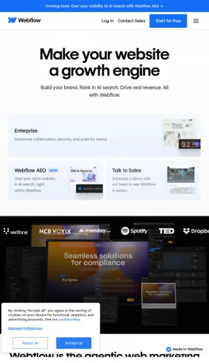 Webflow AI Website Design and Hosting Platform screenshot
