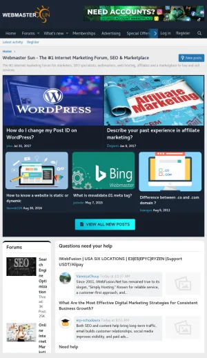 Webmaster Sun Forum and Marketplace for SEO and Online Business screenshot