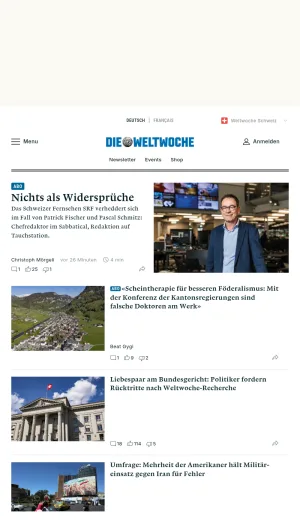 Die Weltwoche Swiss News and Opinion Magazine screenshot
