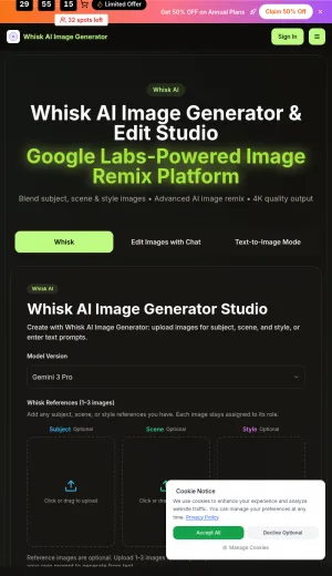 Whisk AI Image Generator and Editing Tool screenshot