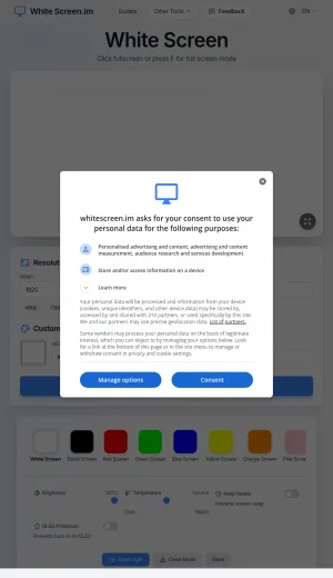White Screen Tool for Testing and Full Screen Lighting screenshot