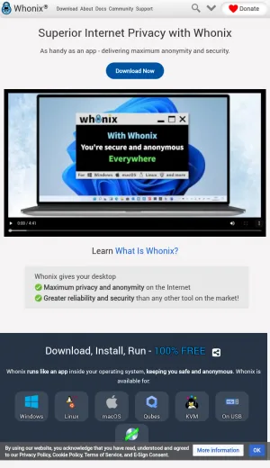Whonix: Privacy and Anonymity Linux for Tor Use screenshot