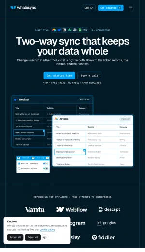 Whalesync Two-Way Data Sync Software screenshot
