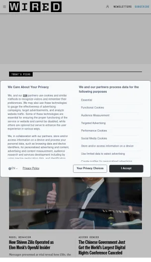 WIRED Technology, Science, Culture, and Business Magazine screenshot