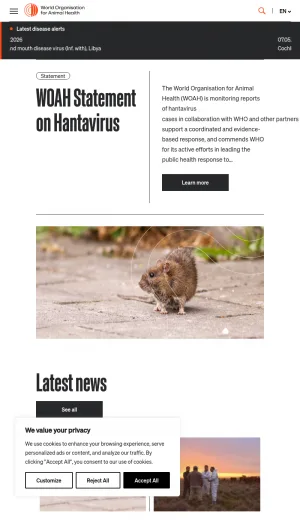 World Organisation for Animal Health screenshot