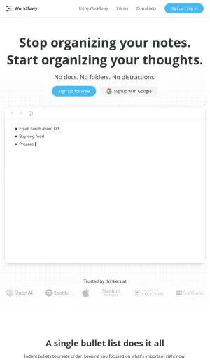 Workflowy Note Taking and Task Organization Tool screenshot