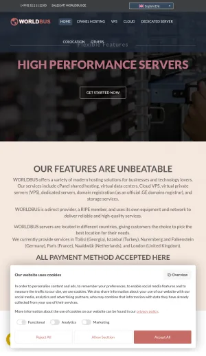Worldbus Hosting and Server Infrastructure screenshot