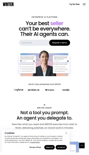 Writer Enterprise AI Agents for Business Workflows screenshot