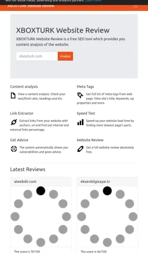 XBOXTURK Website Review and SEO Analysis Tools screenshot