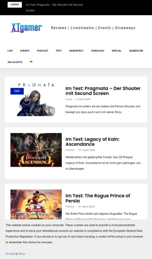 XTgamer Gaming News, Reviews, Livestreams, and Giveaways screenshot