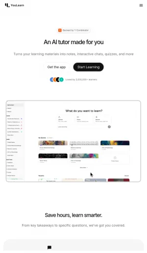 YouLearn AI Study Tutor and Learning Tools screenshot
