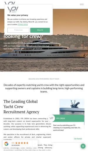 YPI Crew Superyacht Crew Recruitment Agency screenshot