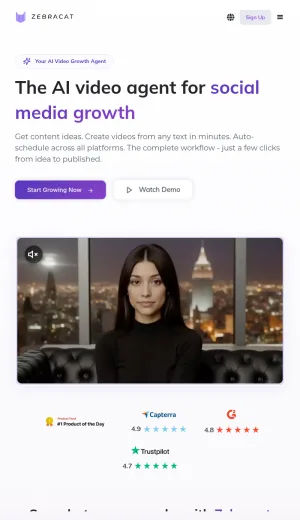 Zebracat AI Video Generator for Social Media Marketing screenshot