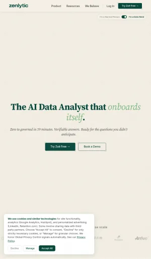 Zenlytic AI Data Analyst Platform for Enterprise Teams screenshot