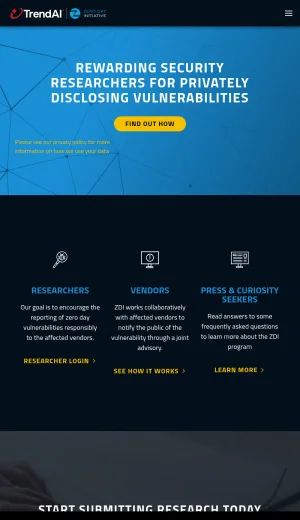 Zero Day Initiative Vulnerability Disclosure Program screenshot