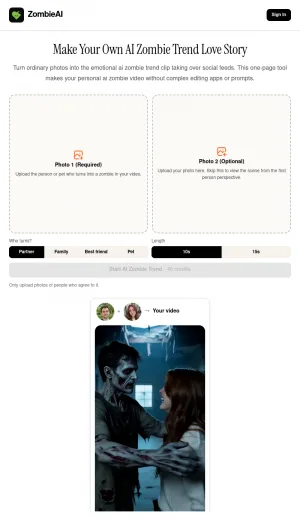 AI Zombie Story Video Generator screenshot