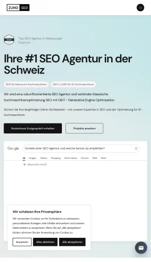 ZUMO SEO Swiss SEO and AI Search Optimization Agency screenshot